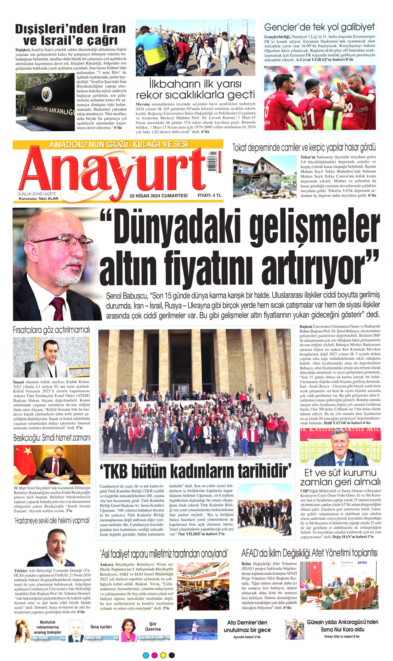 ANAYURT 20 Nisan 2024 Gazete Manşeti Büyük