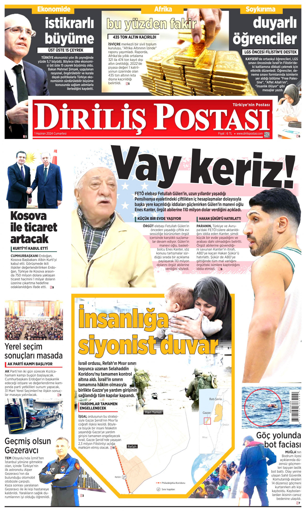 DİRİLİŞ POSTASI 1 Haziran 2024 Gazete Manşeti Büyük