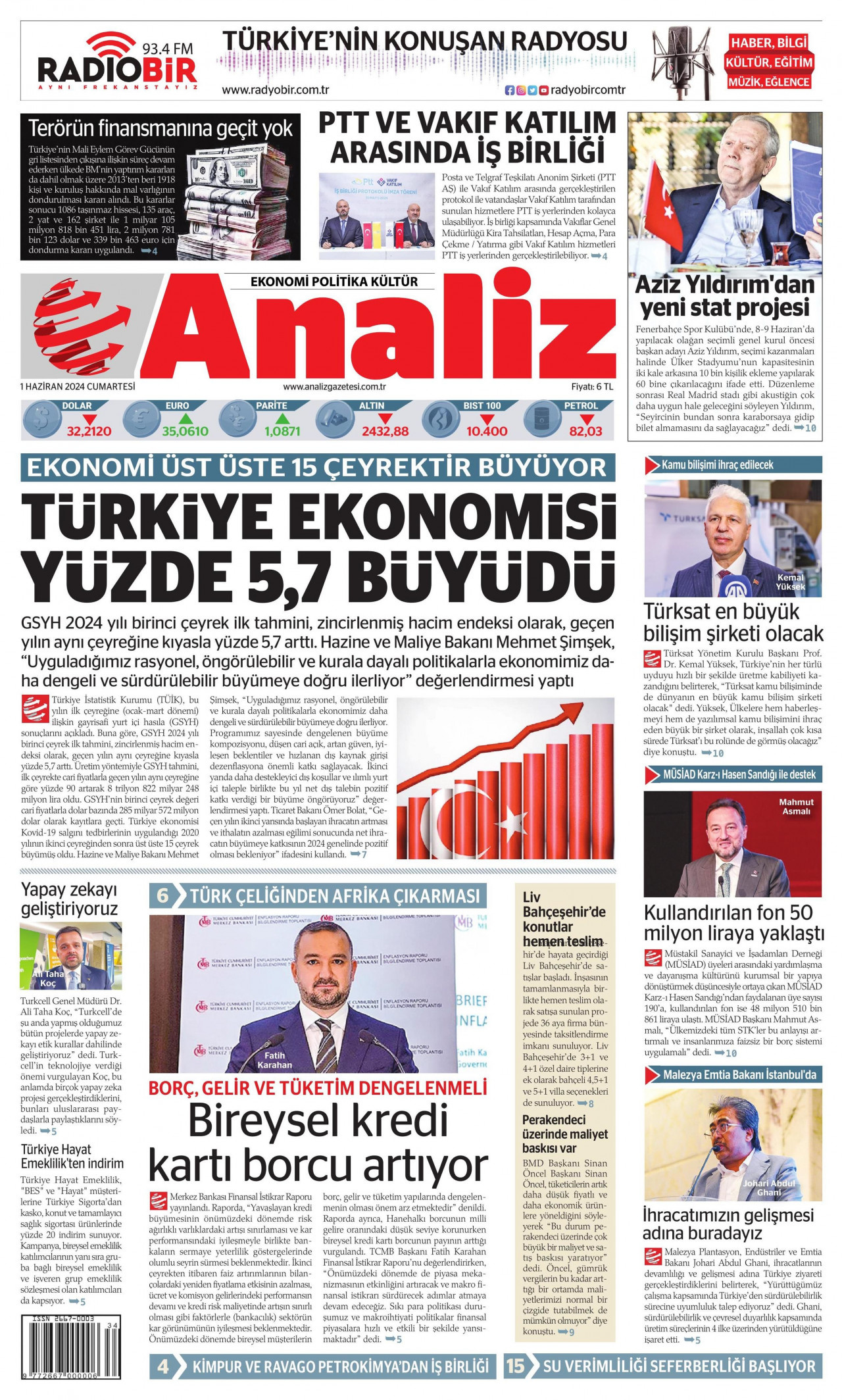 ANALİZ 1 Haziran 2024 Gazete Manşeti Büyük