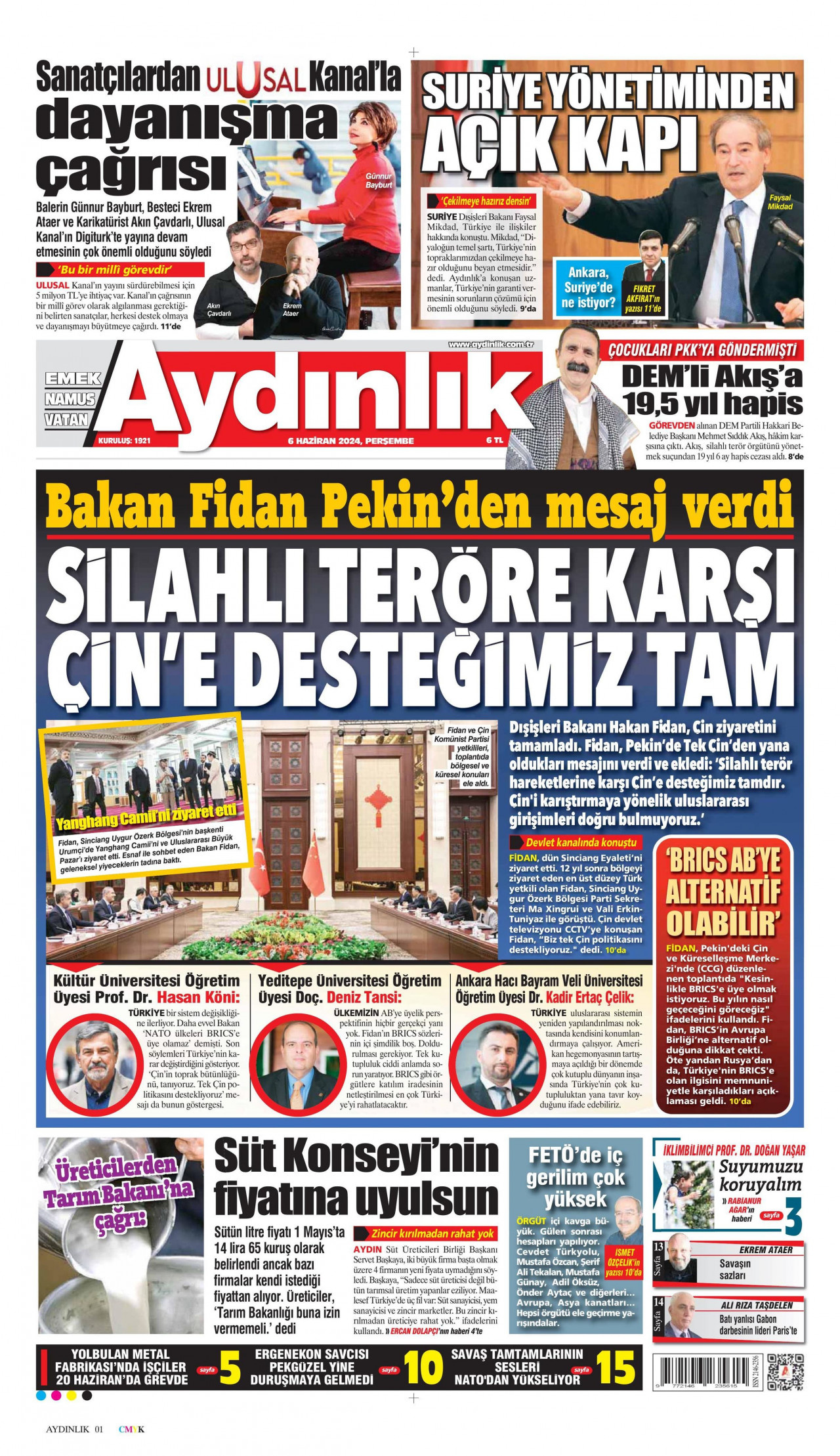 AYDINLIK GAZETESİ 6 Haziran 2024 Gazete Manşeti Büyük