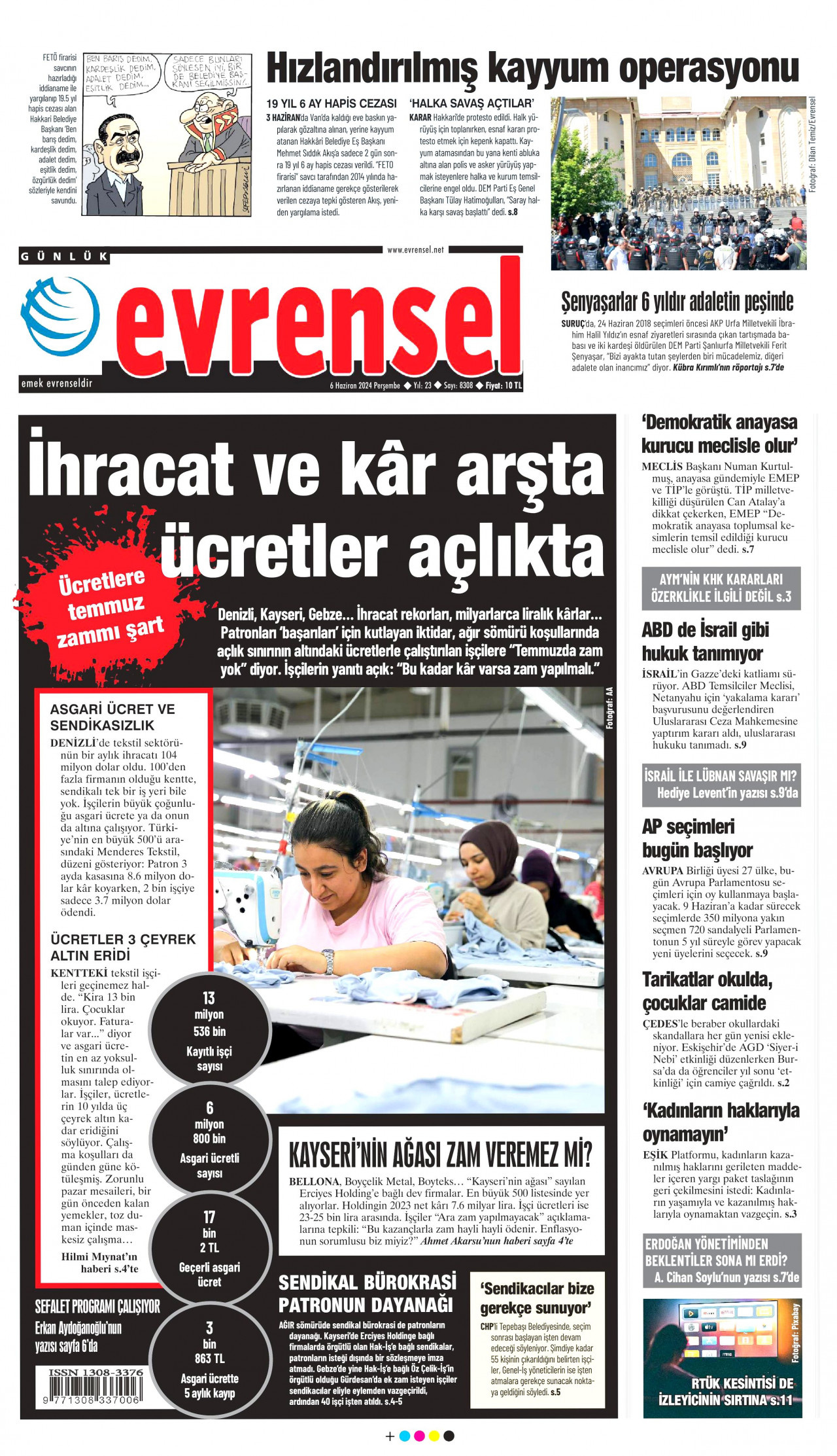 EVRENSEL 6 Haziran 2024 Gazete Manşeti Büyük