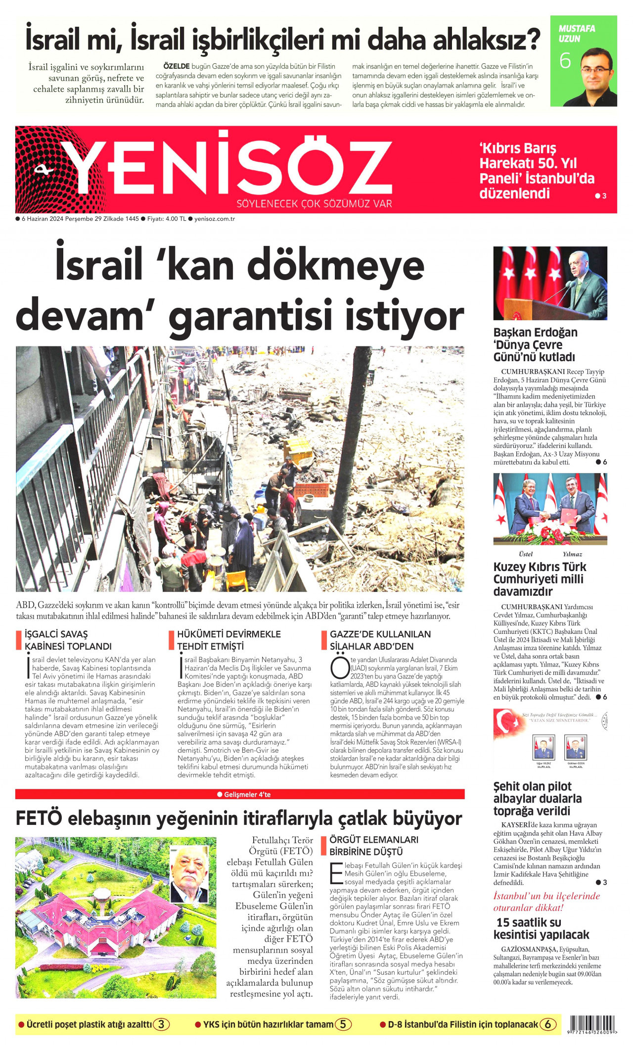 YENİ SÖZ GAZETESİ 6 Haziran 2024 Gazete Manşeti Büyük