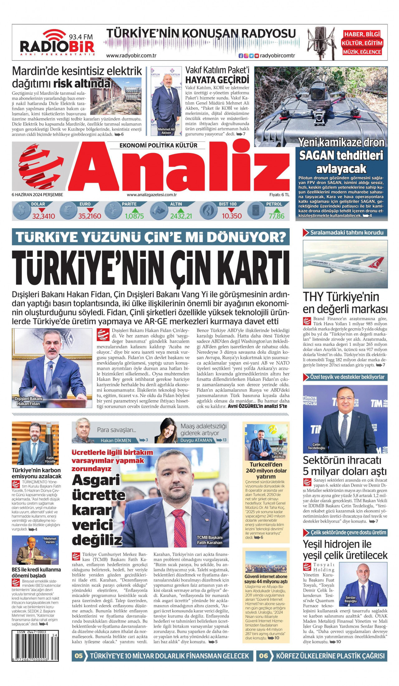 ANALİZ 6 Haziran 2024 Gazete Manşeti Büyük