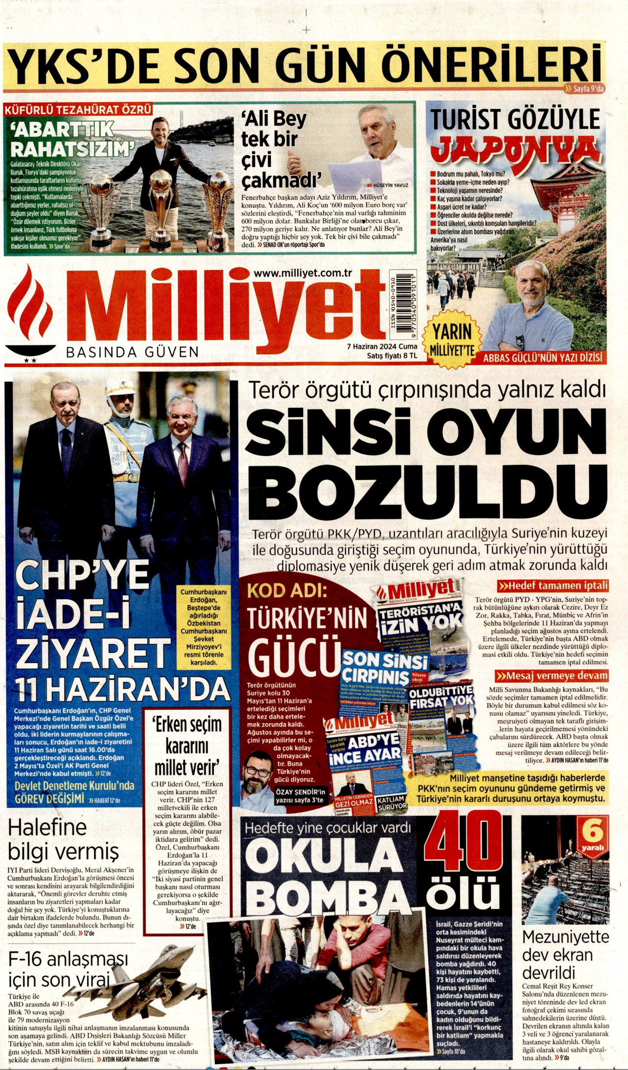 MİLLİYET 7 Haziran 2024 Gazete Manşeti Büyük