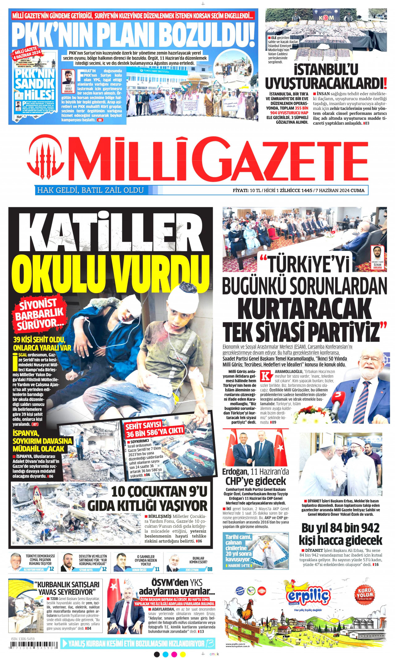 MİLLİ GAZETE 7 Haziran 2024 Gazete Manşeti Büyük