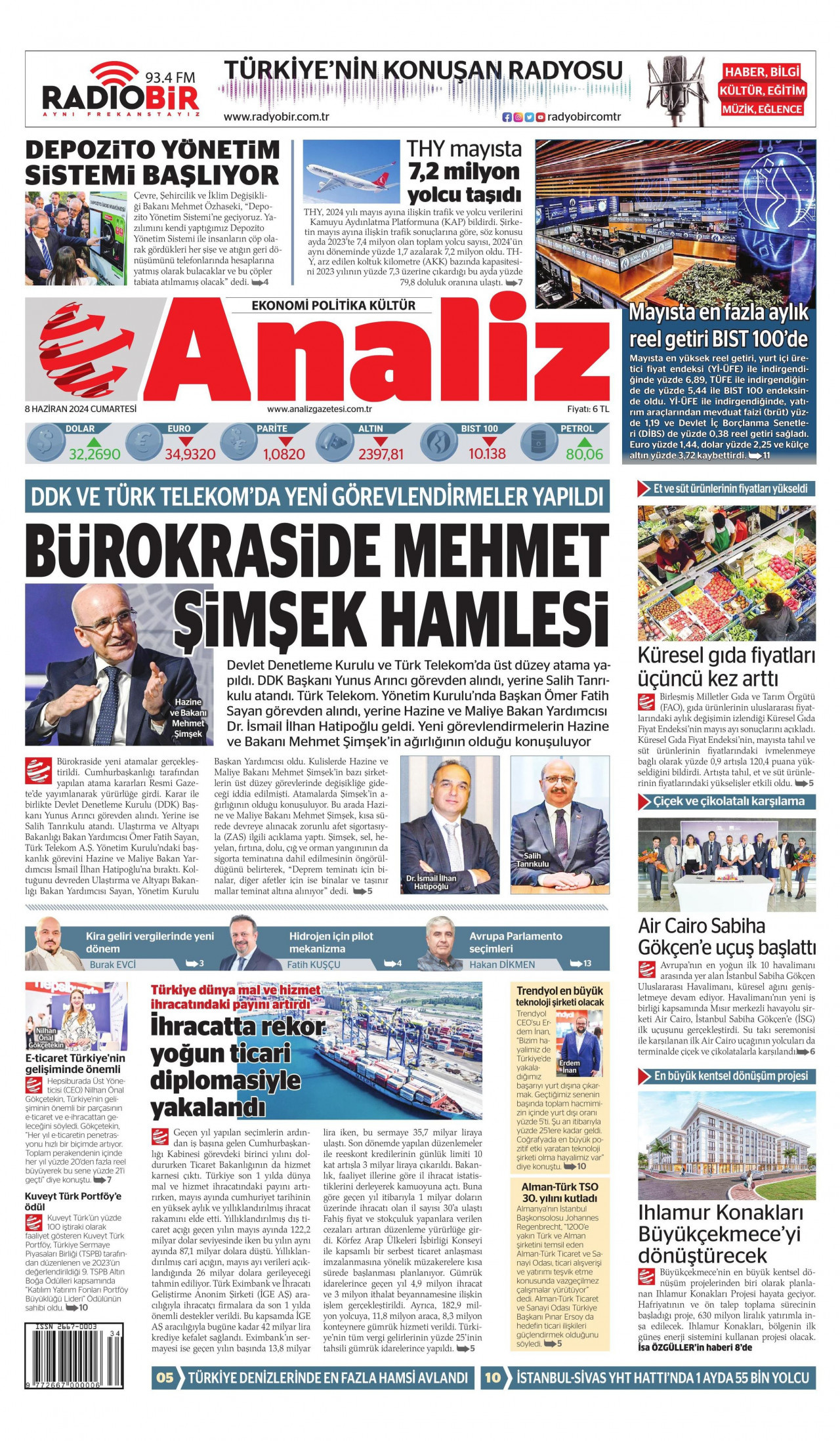 ANALİZ 8 Haziran 2024 Gazete Manşeti Büyük