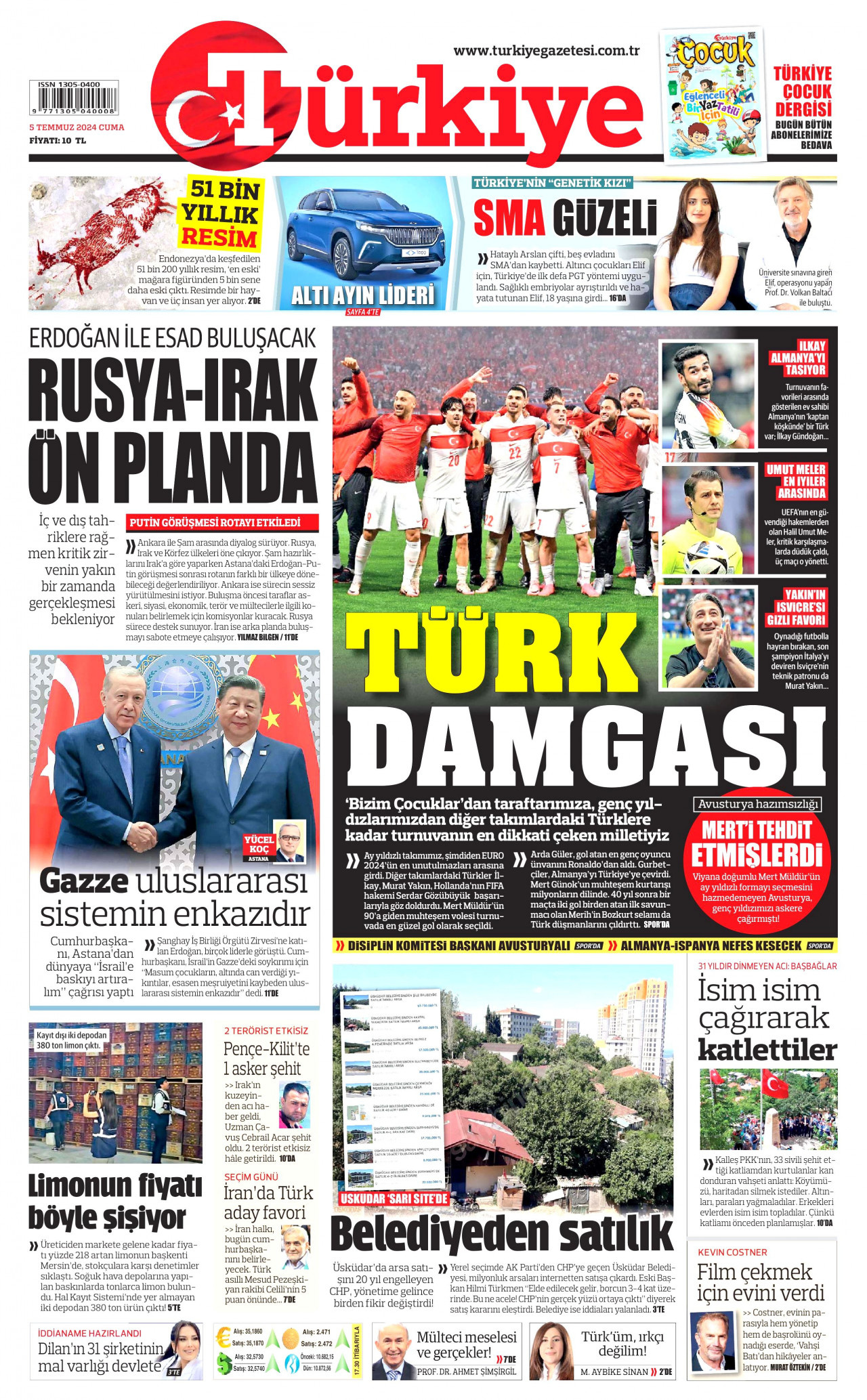 TÜRKİYE GAZETESİ 5 Temmuz 2024 Gazete Manşeti Büyük