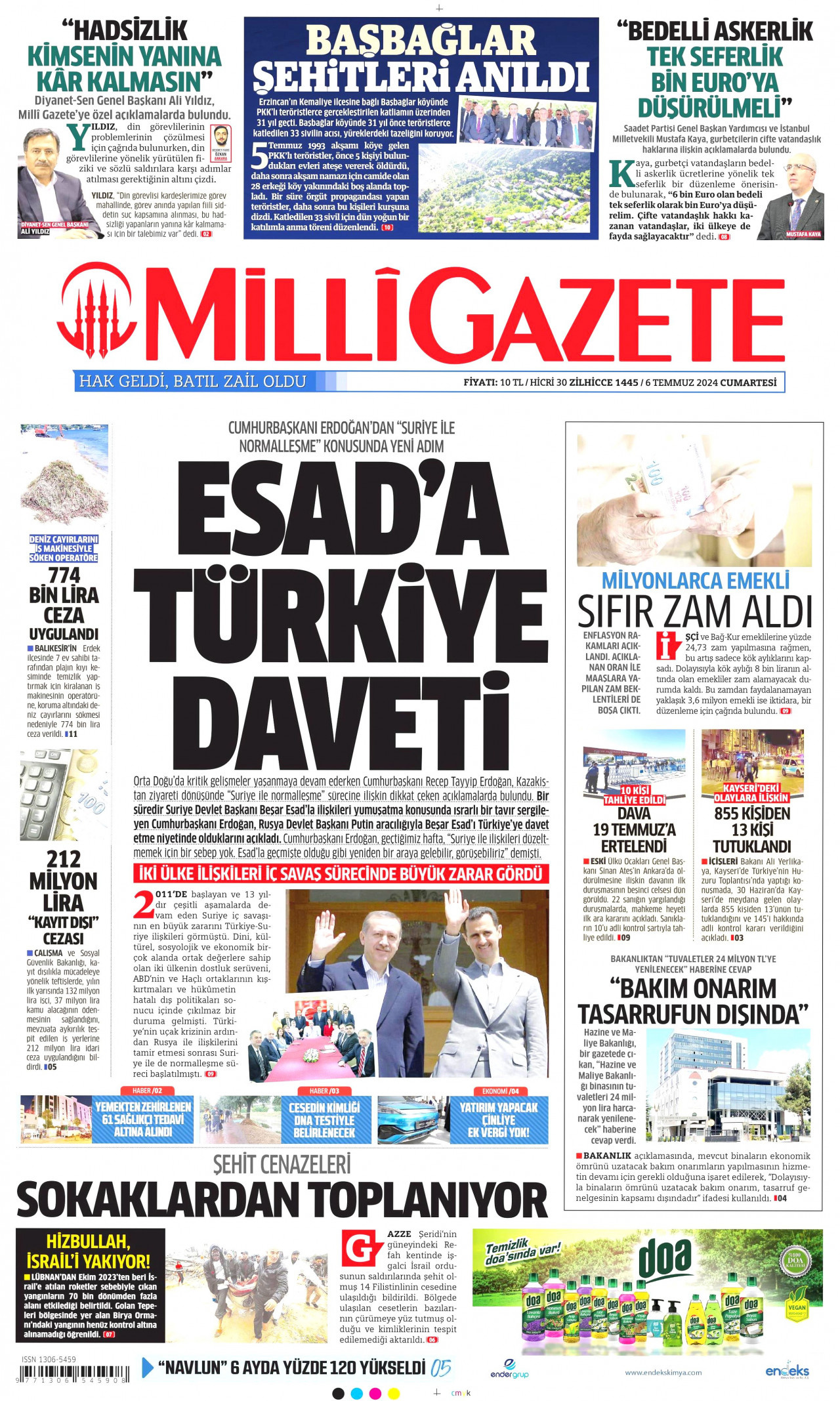 MİLLİ GAZETE 6 Temmuz 2024 Gazete Manşeti Büyük