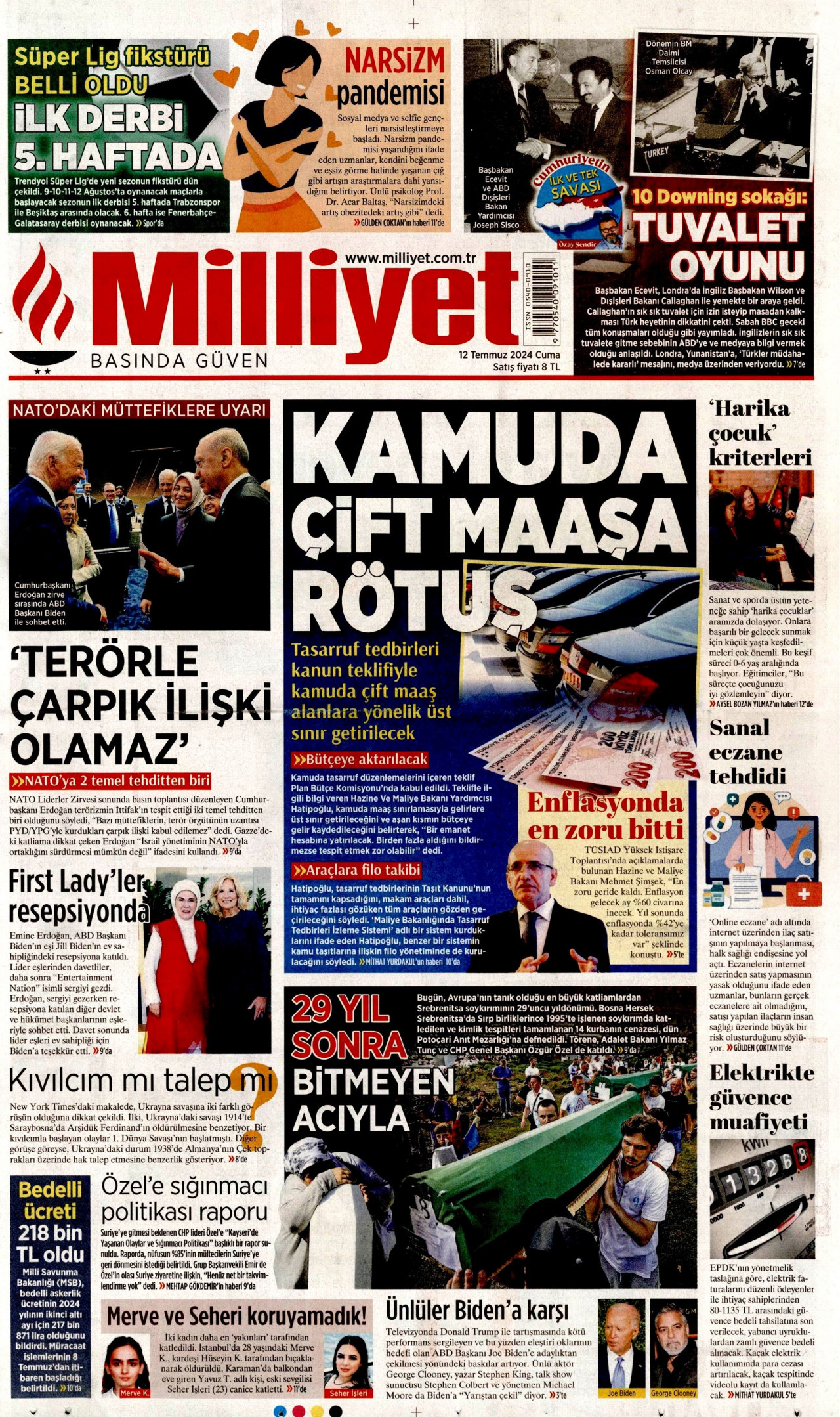 MİLLİYET 12 Temmuz 2024 Gazete Manşeti Büyük