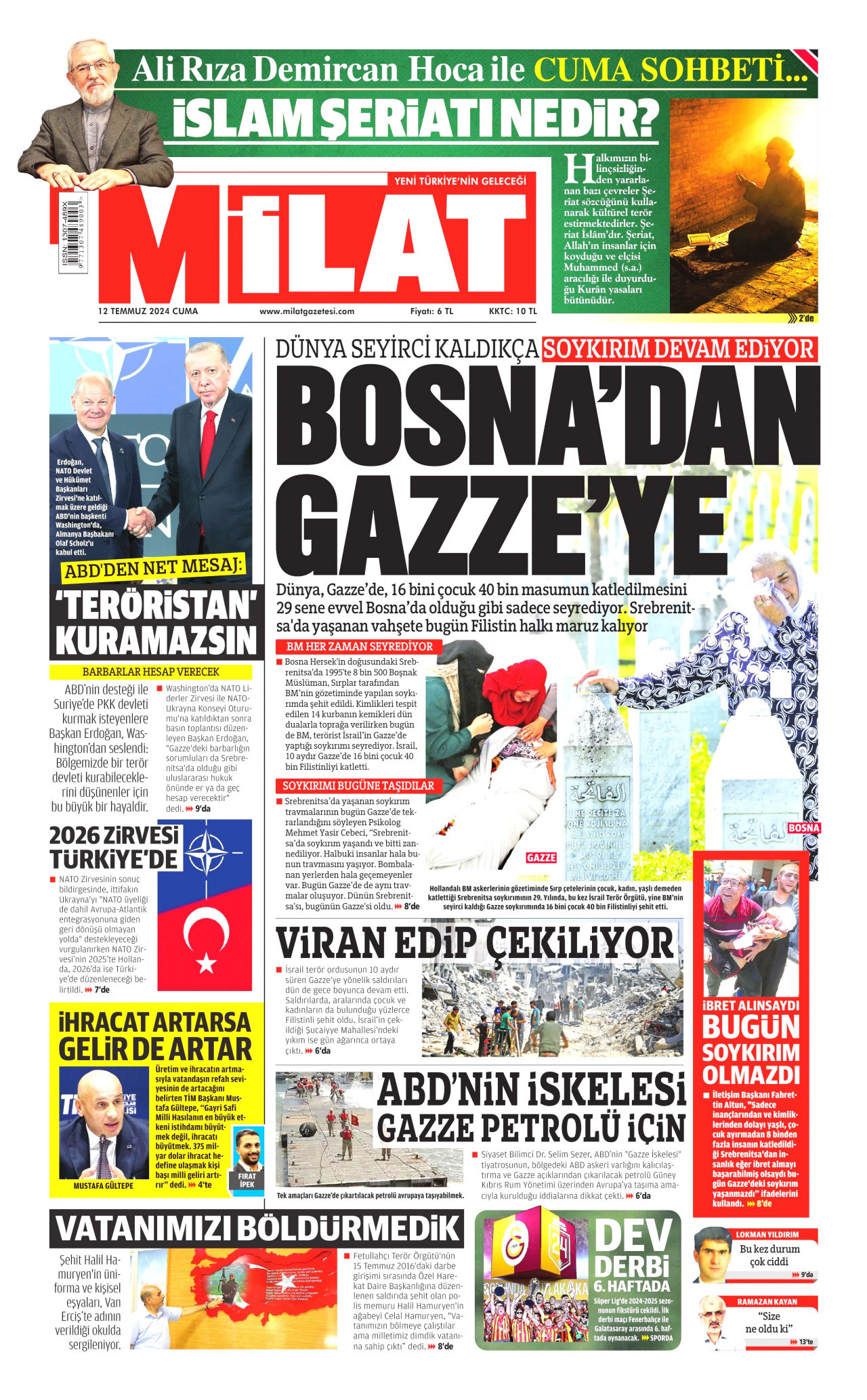 MİLAT 12 Temmuz 2024 Gazete Manşeti Büyük