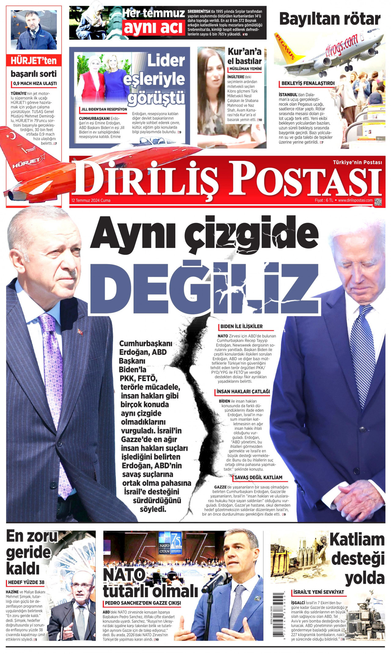 DİRİLİŞ POSTASI 12 Temmuz 2024 Gazete Manşeti Büyük