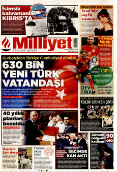 MİLLİYET 14 Temmuz 2024 Gazete Manşeti Küçük