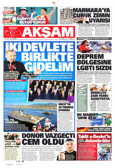 AKŞAM 21 Temmuz 2024 Gazete Manşeti Küçük