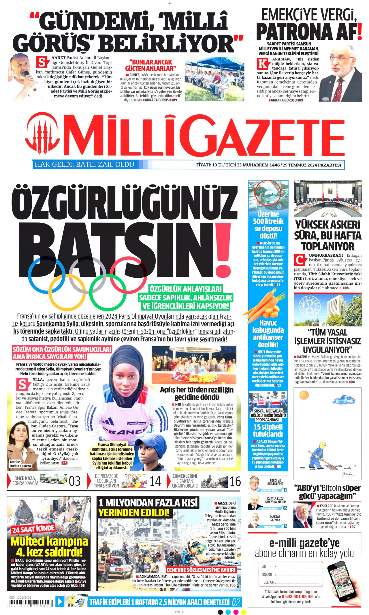 MİLLİ GAZETE 29 Temmuz 2024 Gazete Manşeti Büyük