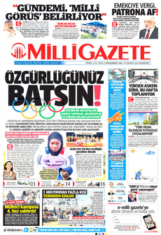 MİLLİ GAZETE 29 Temmuz 2024 Gazete Manşeti Küçük