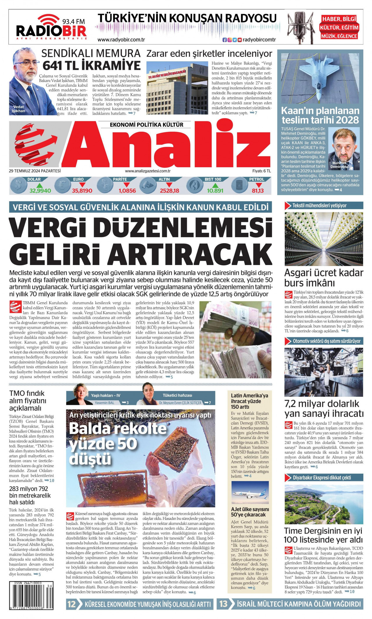 ANALİZ 29 Temmuz 2024 Gazete Manşeti Büyük