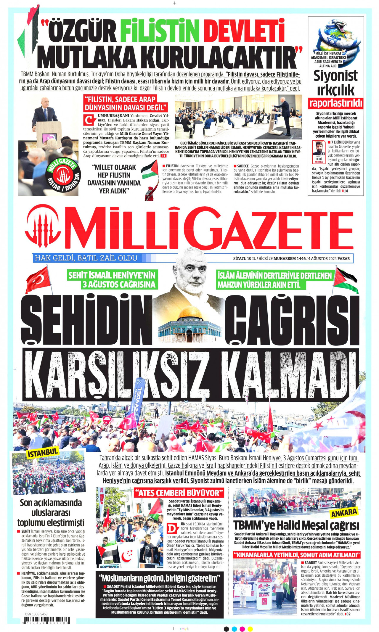 MİLLİ GAZETE 4 Ağustos 2024 Gazete Manşeti Büyük