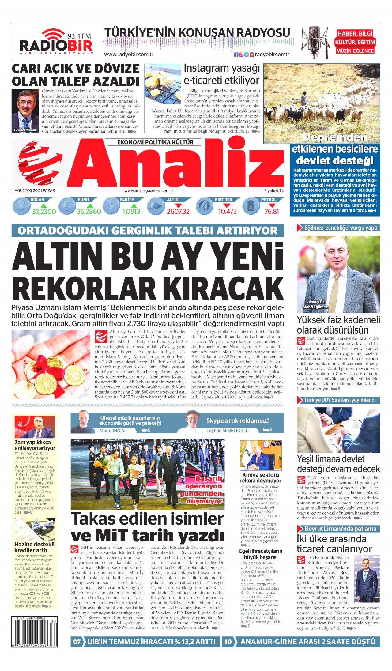 ANALİZ 4 Ağustos 2024 Gazete Manşeti Büyük