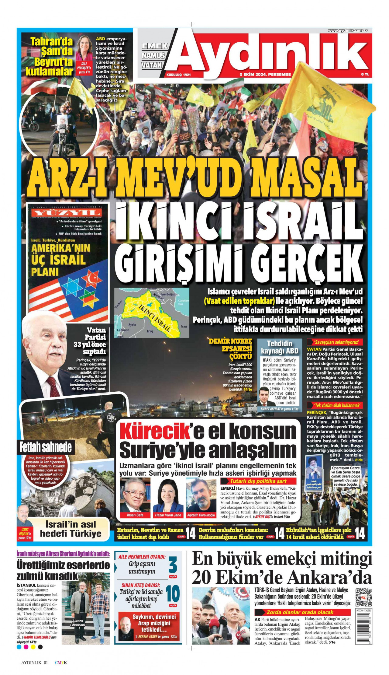 AYDINLIK GAZETESİ 3 Ekim 2024 Gazete Manşeti Büyük