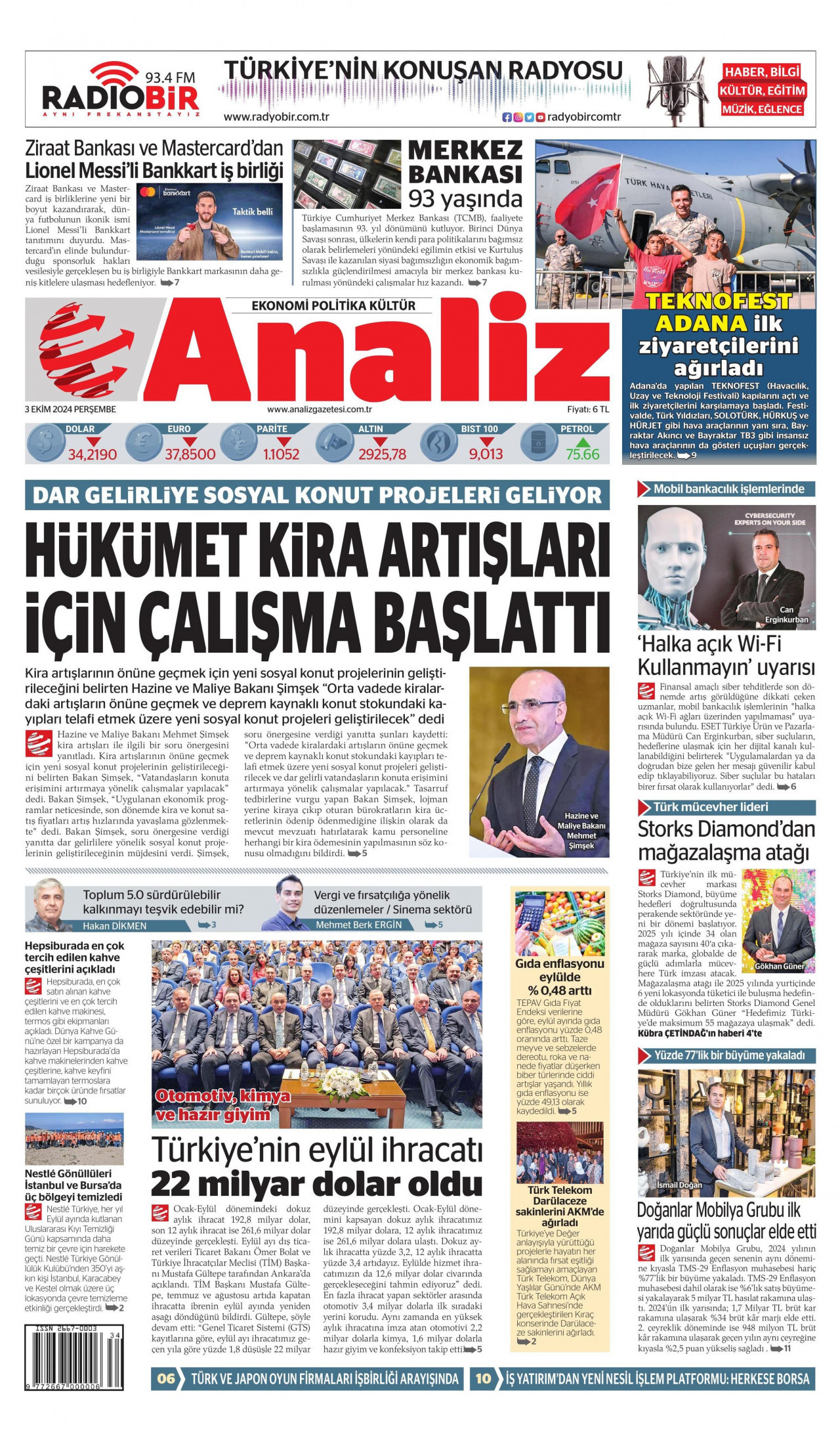 ANALİZ 3 Ekim 2024 Gazete Manşeti Büyük