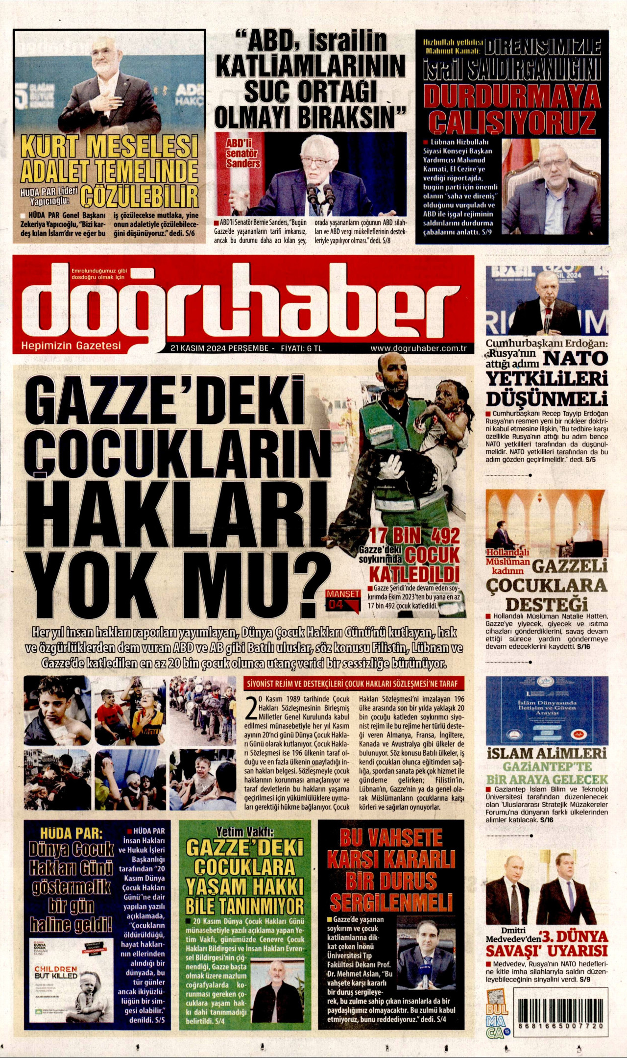 DOĞRU HABER 21 Kasım 2024 Gazete Manşeti Büyük