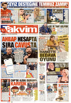 TAKVİM 18 Temmuz 2026 Gazete Manşeti Küçük